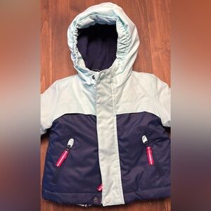Cat & Jack Two-Tone Puffer Jacket with Pink Accents Zip Out inner jacket